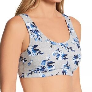 Fruit of the Loom- Blue Floral Print Crop Top size 42